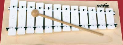 Metallophon, 12 weiße Klangplatten aus Stahl