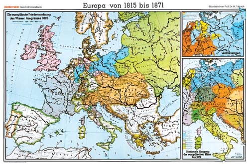 Wandkarte Europa von 1815 bis 1871, 202x147 cm