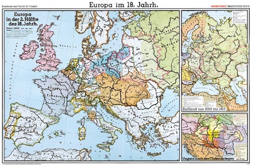 Wandkarte Europa im 18. Jahrhundert, 220x147 cm