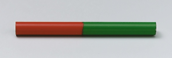 Rundstabmagnet, ALNiCo, 100 mm lang, 10 mm Ø,  rot/grün