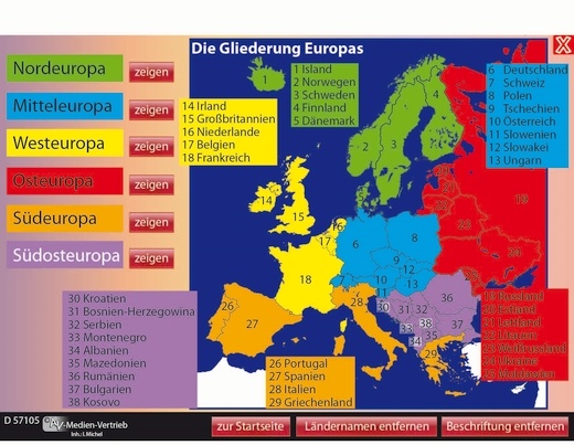 Interaktives Tafelbild: Die Länder Europas