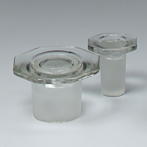 Achtkant-Deckelstopfen, (Glasstopfen) Klarglas, NS 14 kurz