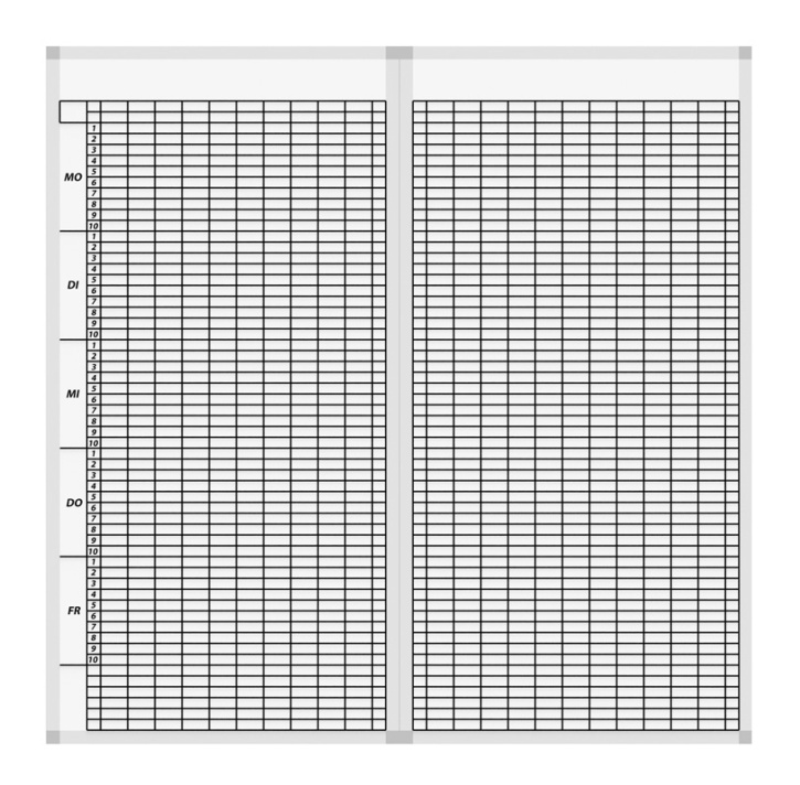 Stundenplantafel für 20 Klassen mit 10 Stunden, weiß, als 2teiliges Set