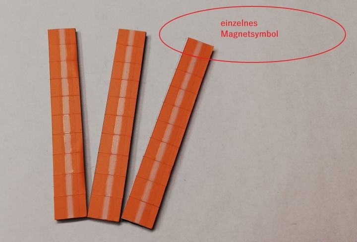 Magnetsymbol für Zusatzplan, 10x15mm, orange mit weißem Streifen