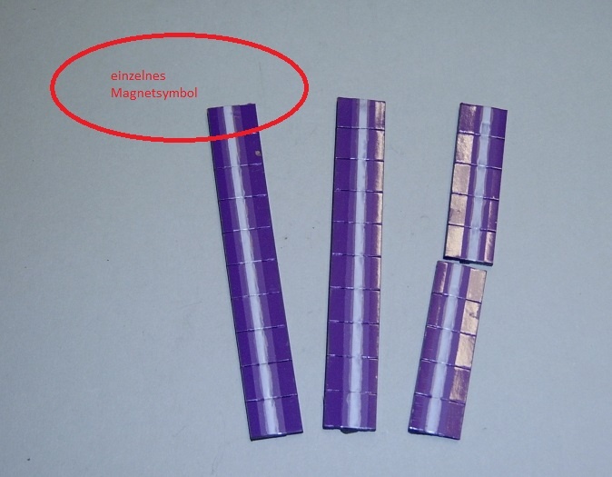 Magnetsymbol für Zusatzplan, 10x15mm, violett mit weißem Streifen