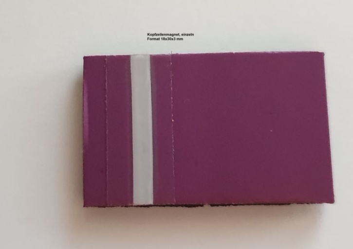Kopfzeilenmagnet zur Kennzeichnung der Klasse 18x30mm, lila mit weißem Streifen