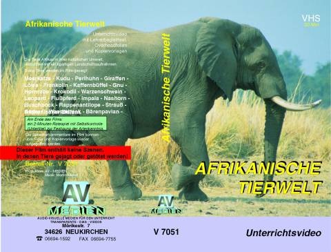 VHS-Video Afrikanische Tierwelt + Texte u. Folien als PDF auf CD