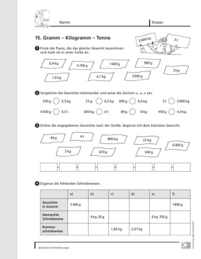 Lehrerhandreichung, Arbeitsblätter und Kopiervorlagen: Gewichte