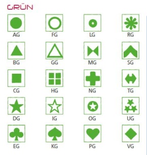 Symbolbogen für Kippmagnete, selbstklebend, 600 Symbole, grün